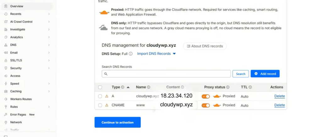 adding dns records cloudflare