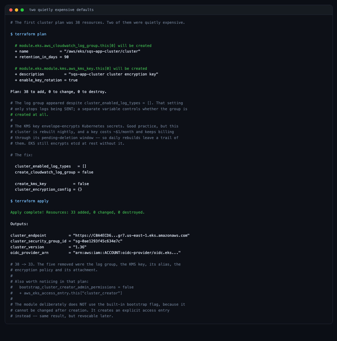 Cost fixes in the cluster plan